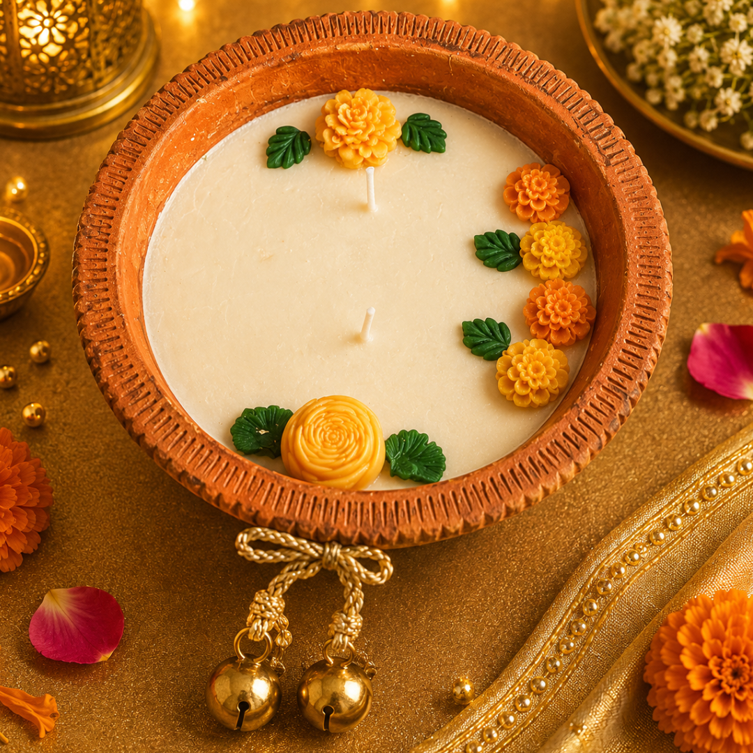 Harit Diwali Celebration Gift Box | Terracotta Candle & Shubh Labh Potli