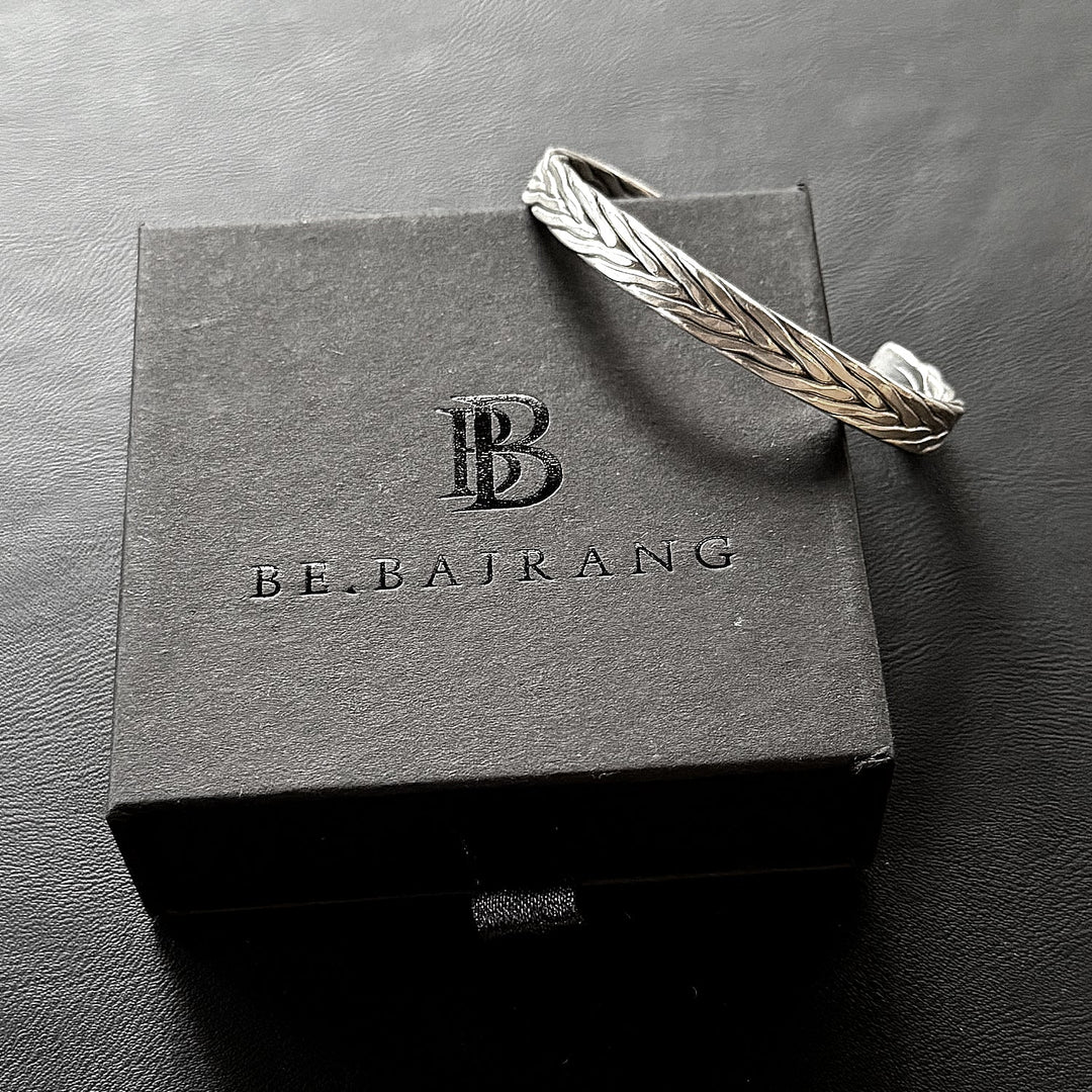 Woven Bali cuff bracelet in oxidixed 925 sterling silver