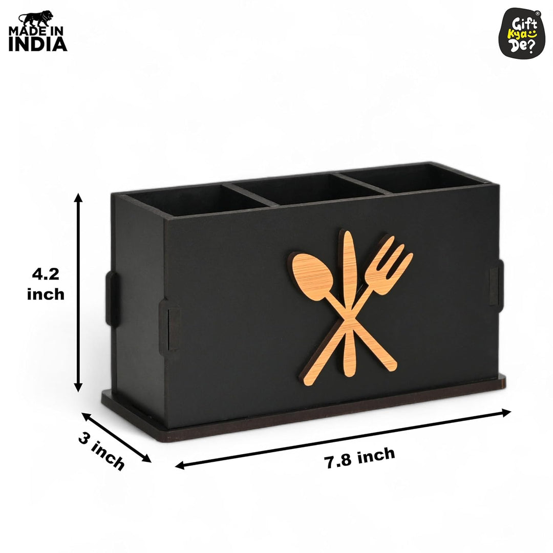Gift Kya De 3 Compartments Cutlery Stand for Kitchen & Dining Table | Spoon, Knife & Fork Holder, Cutlery Organizer