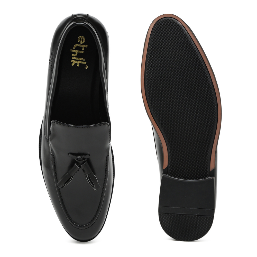 Tassio Black Tassel Loafers
