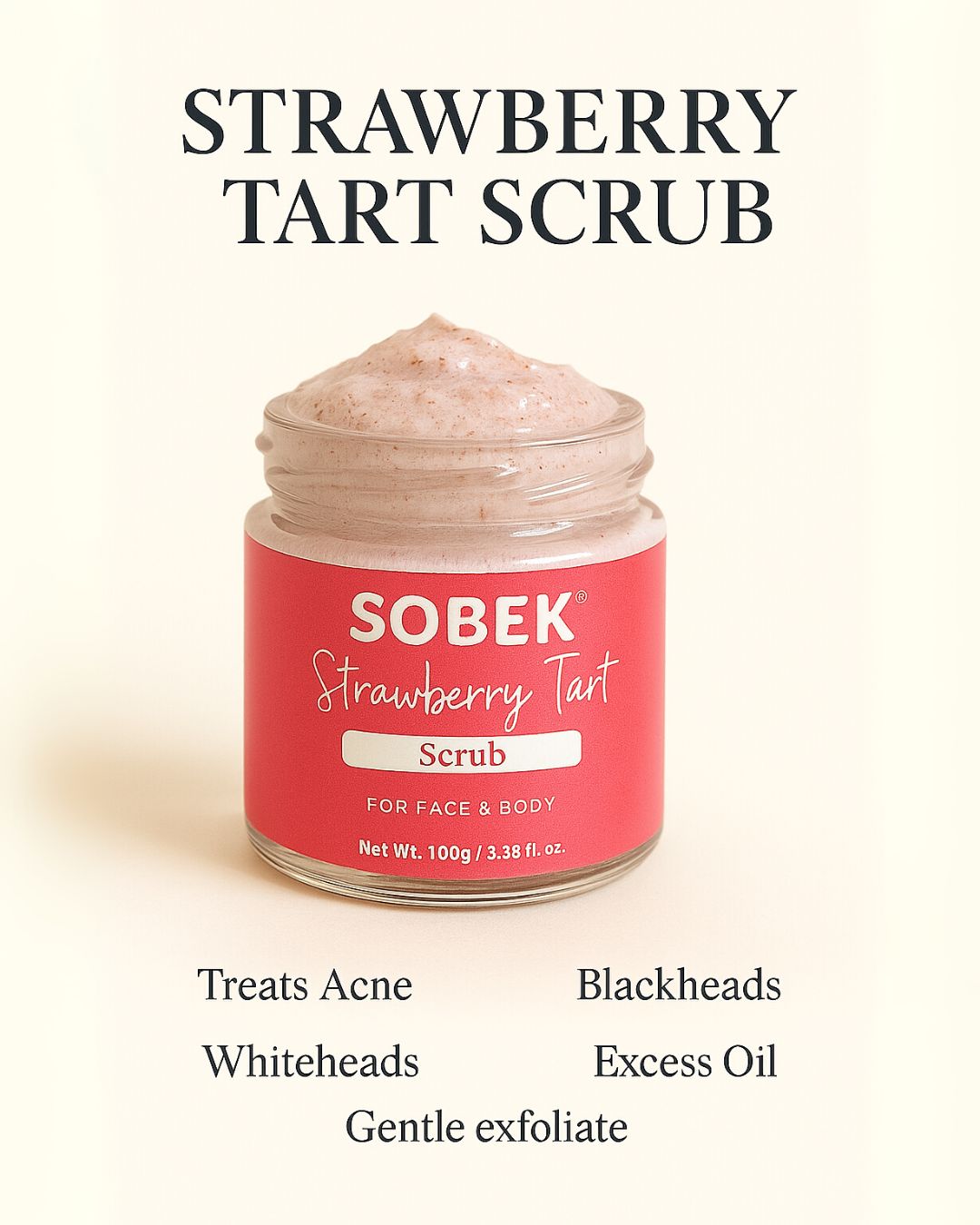 Sobek Naturals Strawberry Tart Face and Body Scrub- Paraben & SLS Free - 100 gm