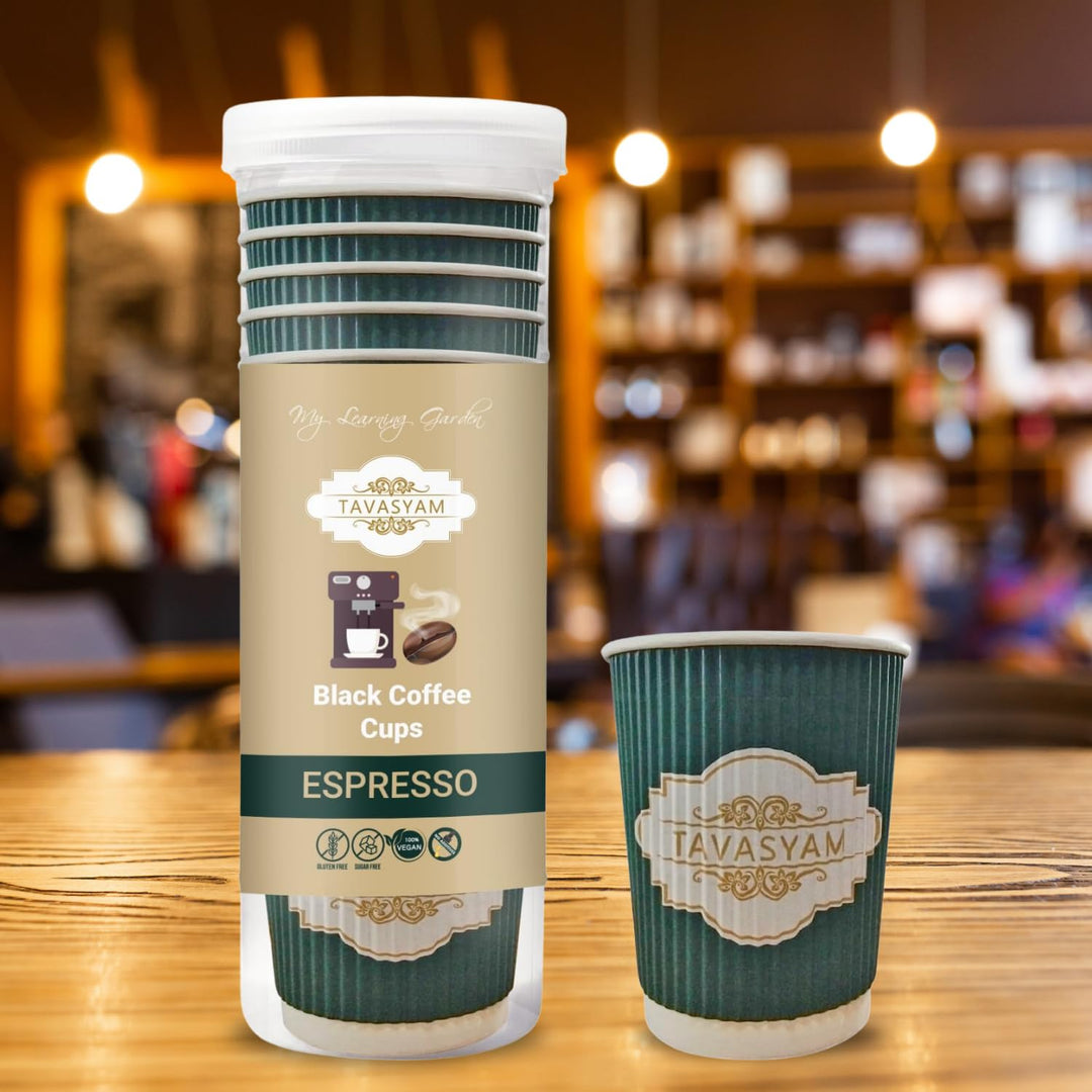 Tavasyam Instant Espresso Flavoured Black Coffee |  Pre-Filled Coffee Cups 200ml | Pack of 12 Cups