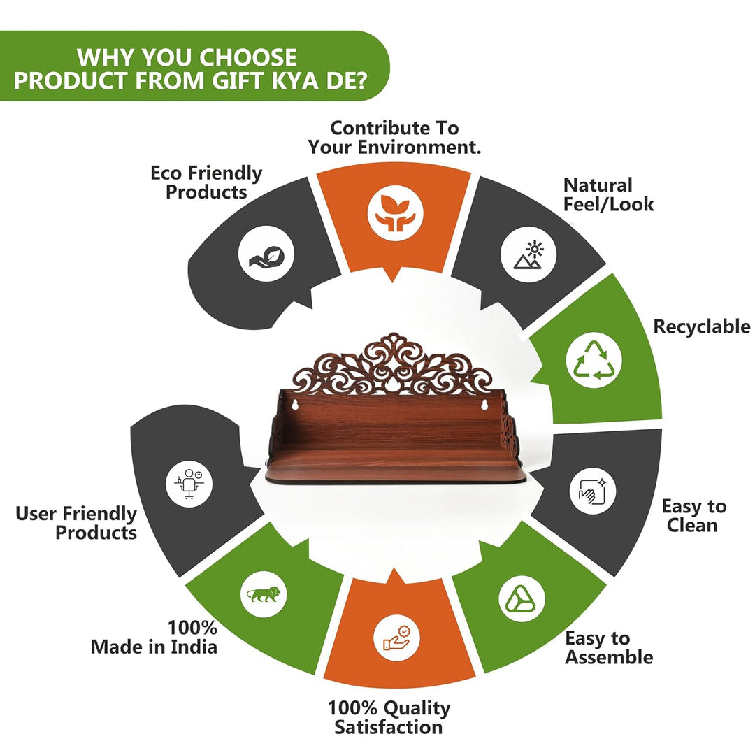 Small Pooja Mandir for Home & Office | Indian Wooden Temple for Table or Shelf | DIY 12x9x6 Inch | Classic Design