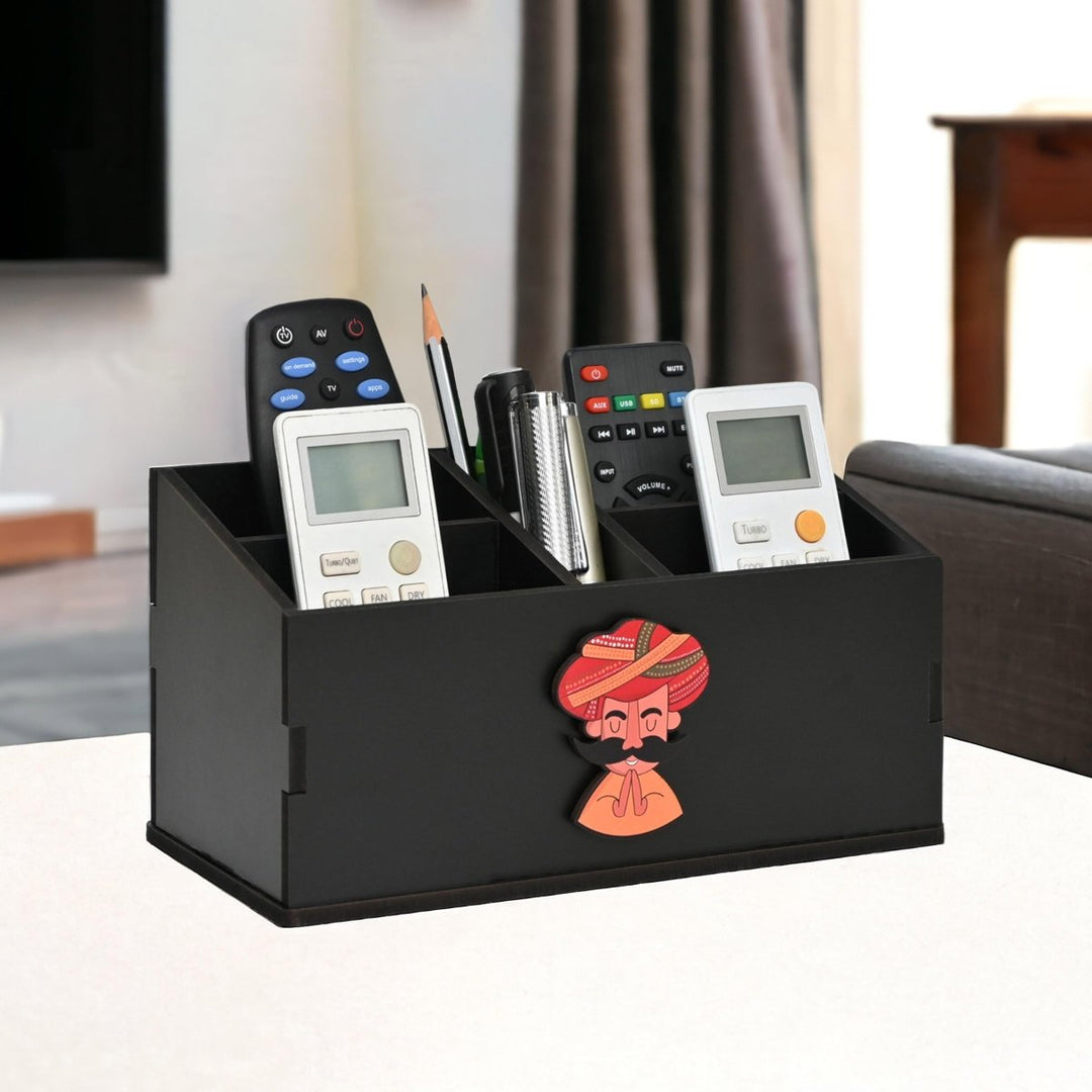 Gift Kya De Wooden Remote Stand with 5 Sections | Remote Holder for TV and AC | Stationary Organizer | Ideal for Home and Office