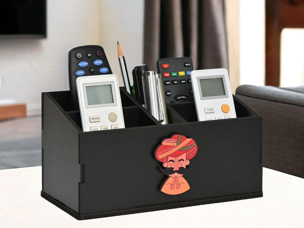 Gift Kya De Wooden Remote Stand with 5 Sections | Remote Holder for TV and AC | Stationary Organizer | Ideal for Home and Office