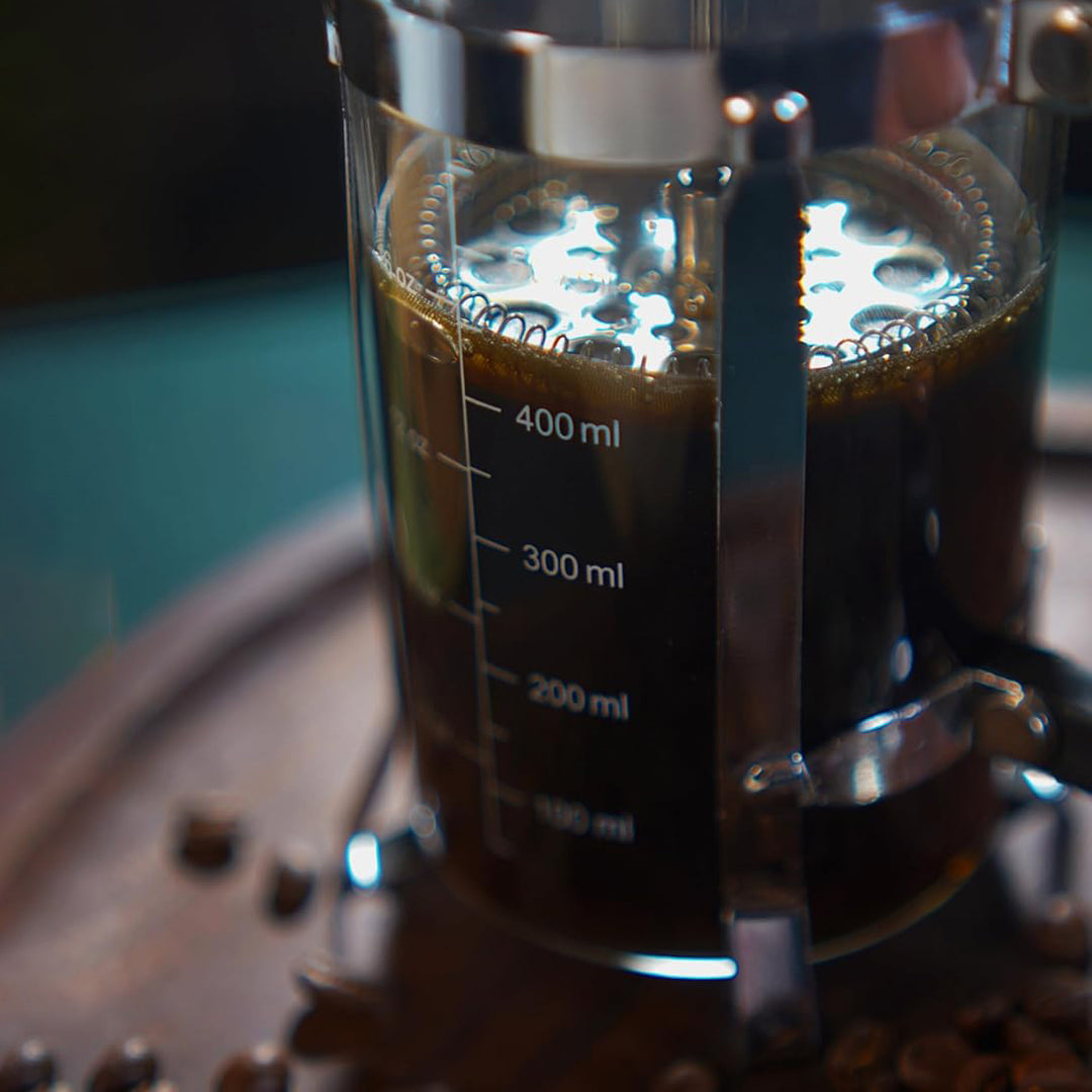 The Bean Co Roasters French Press Coffee Maker 600 ML | With 4 Level Filtration System | Heat Resistant Borosilicate Glass