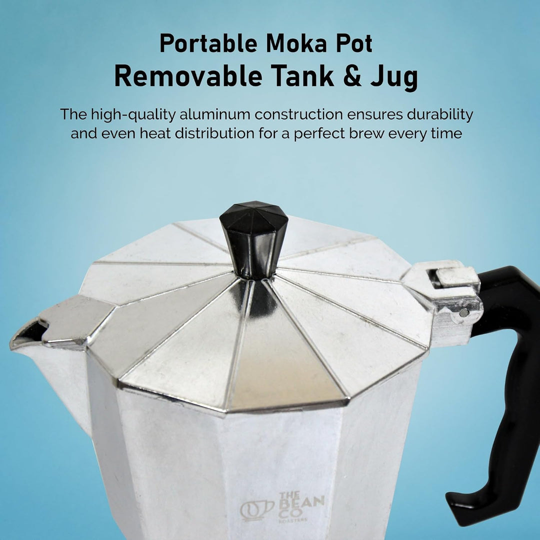 The Bean Co Roasters Classic Moka Pot | Aluminium | Stovetop | Espresso Coffee Maker