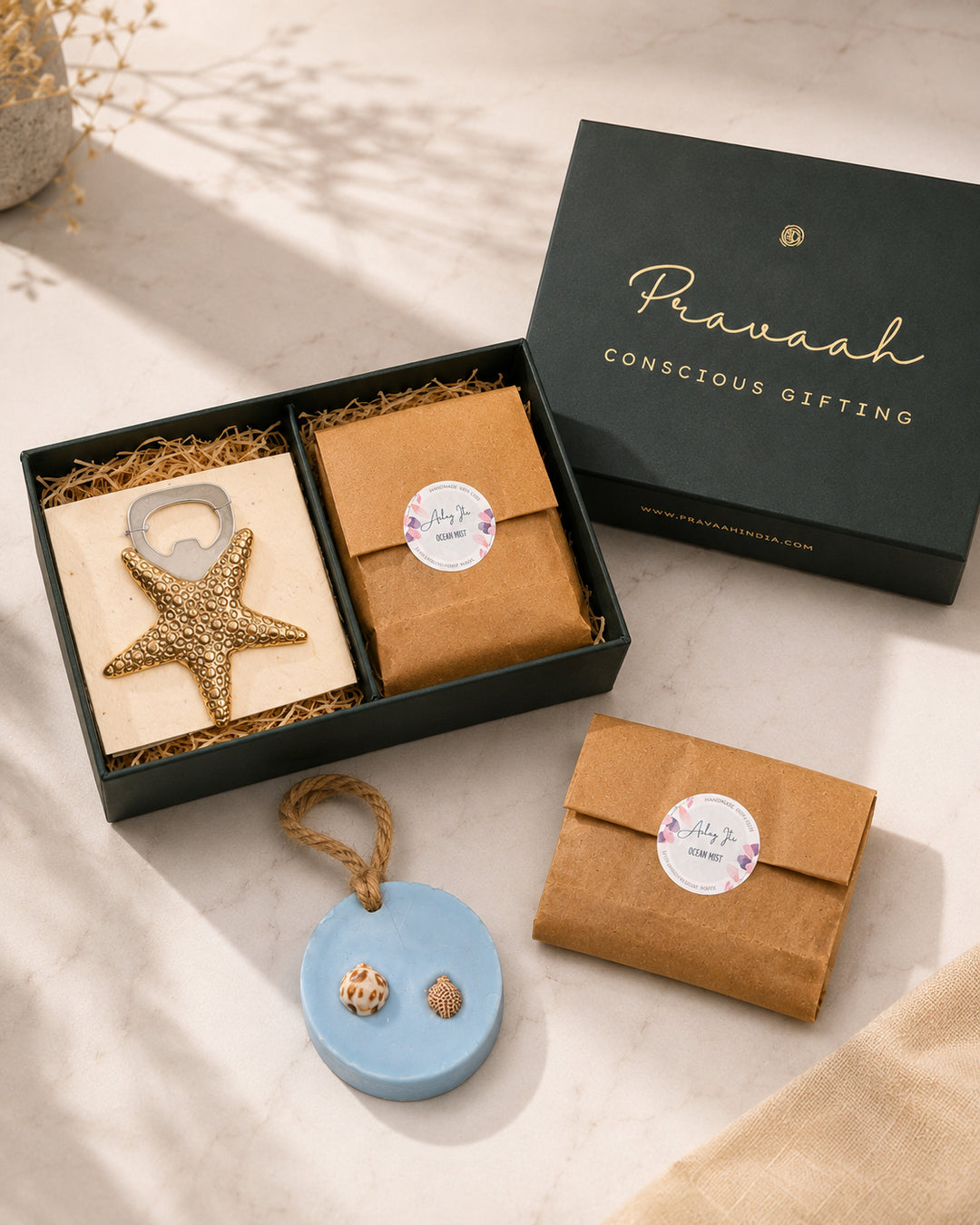 Sea Breeze Luxury Handmade Rakhi Gift Hamper | Premium Raksha Bandhan Gift Box for Brother & Sister