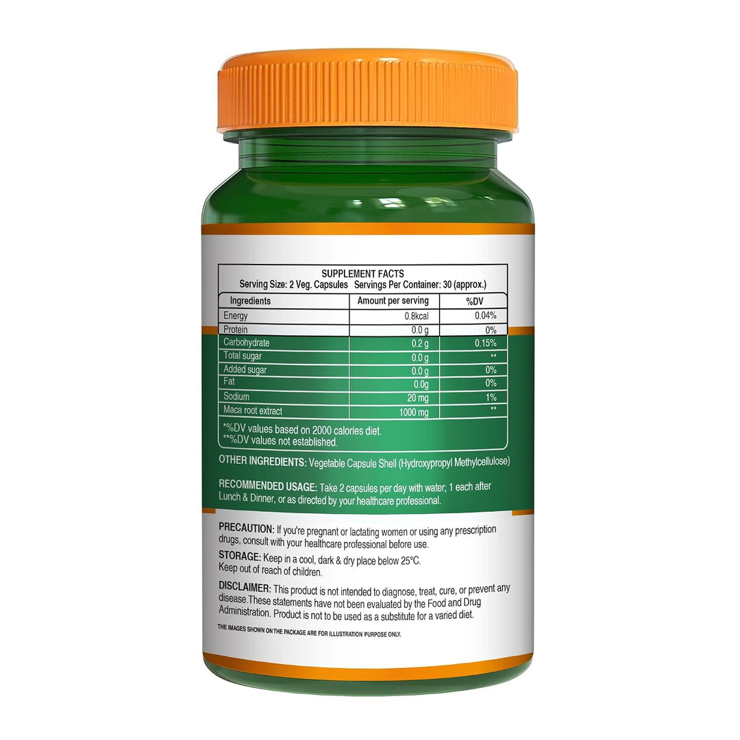 Maca Root Extract Capsules- Veg for Energy, Stamina & Hormonal Balance