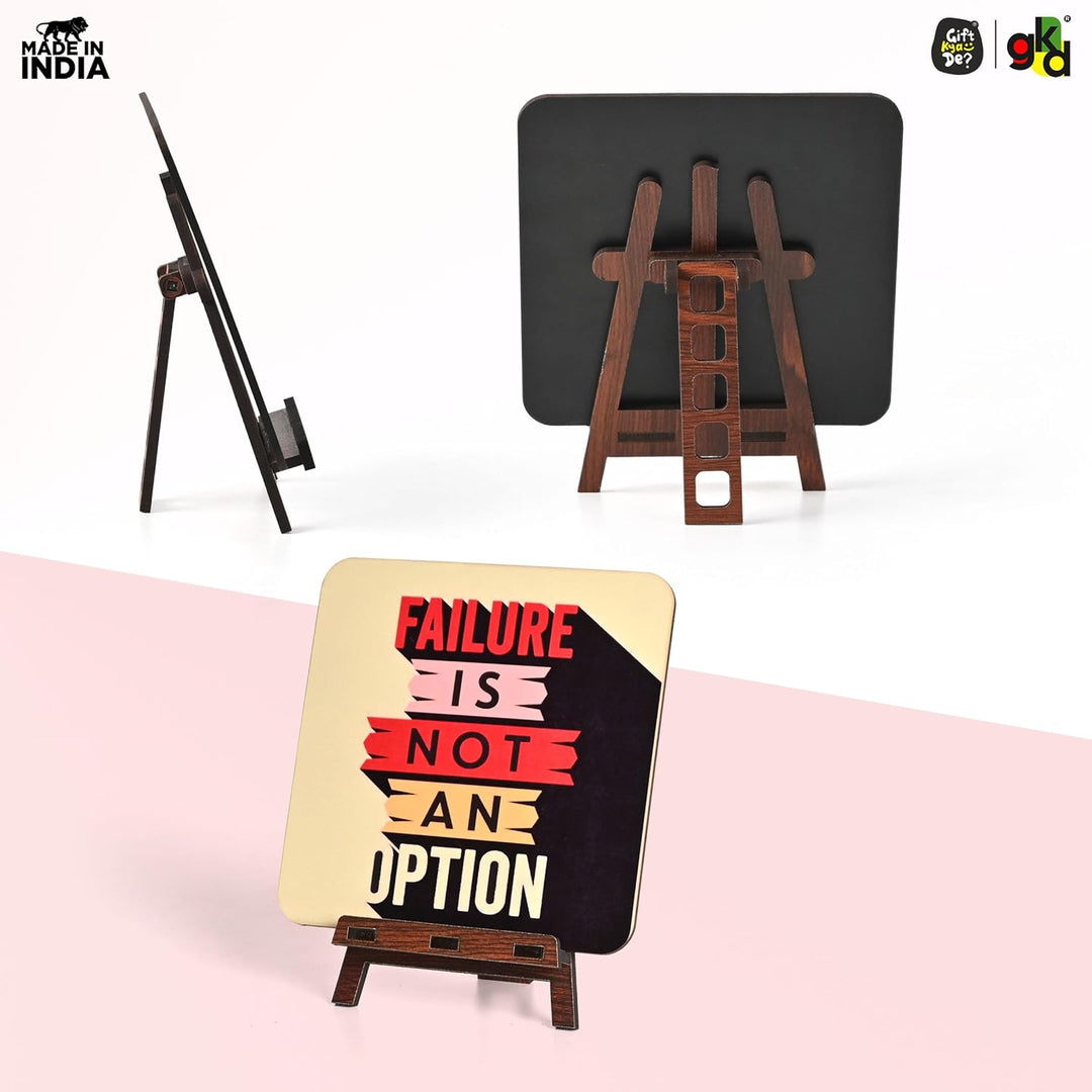 Motivational Table Top Frame for Desk | Inspirational Quotes for Office, Study, Home Decor | 6 Variants | Wooden Frame with Stand