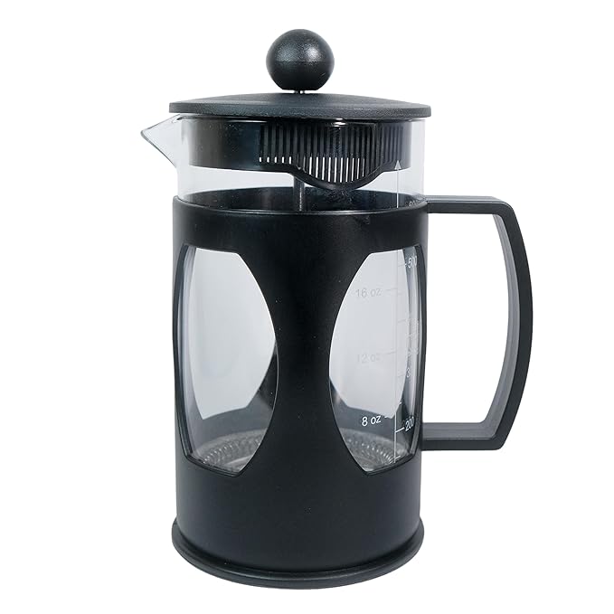 The Bean Co Roasters French Press Coffee Maker | Heat Resistant Borosilicate Glass | 4 Level Filteration | Stainless Steel Plunger with Mess