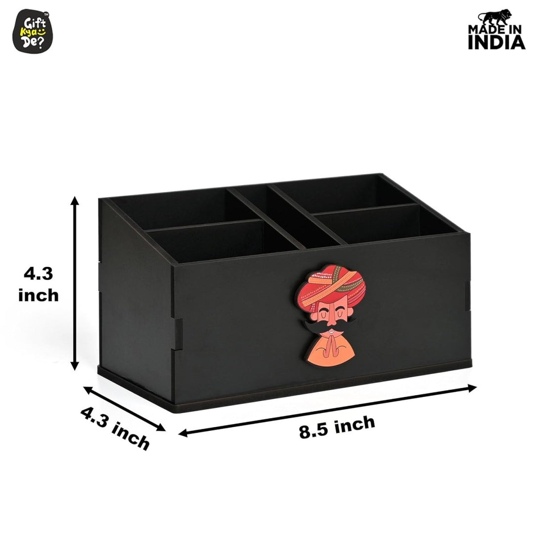 Gift Kya De Wooden Remote Stand with 5 Sections | Remote Holder for TV and AC | Stationary Organizer | Ideal for Home and Office