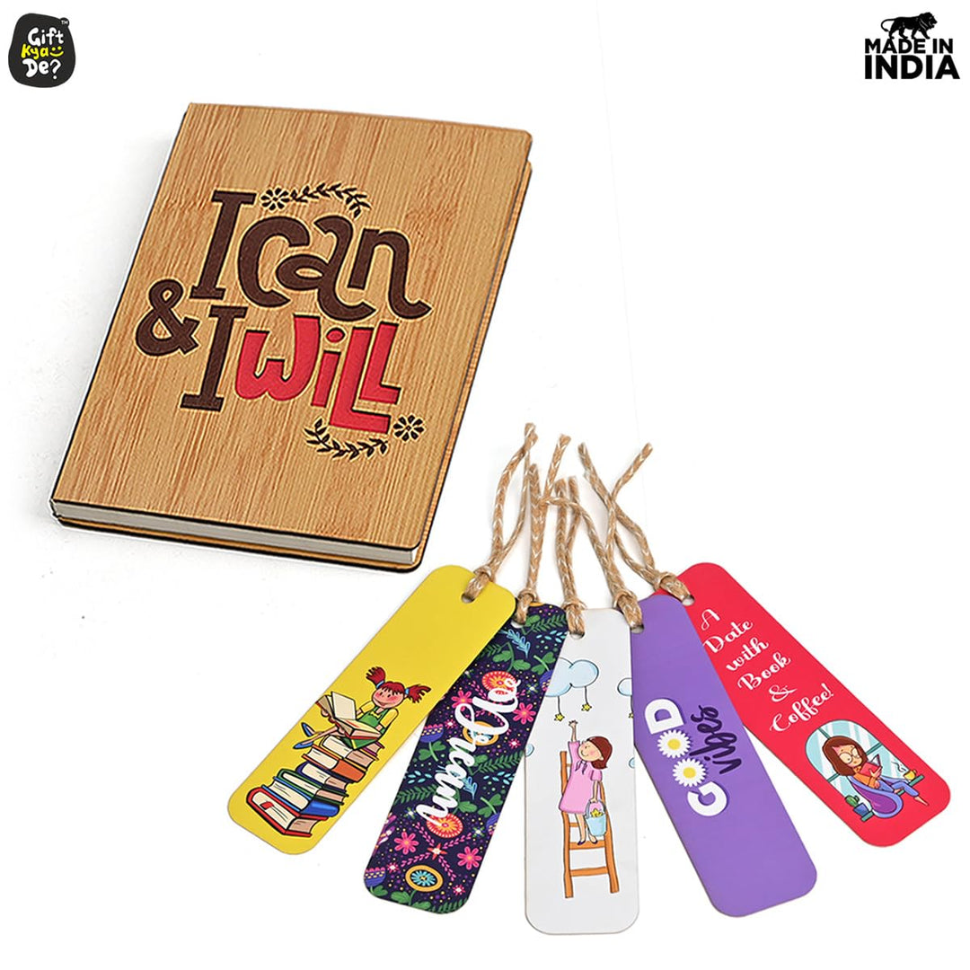 Gift Kya De Diary Notebook with 5 Colorful Bookmarks | Motivational Quotes (190 quality pages)