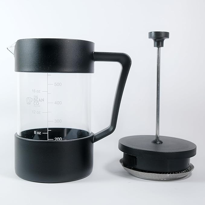 The Bean Co Roasters French Press Coffee Maker 600 ml | Heat Resistant Borosilicate Glass | 4 Level Filteration