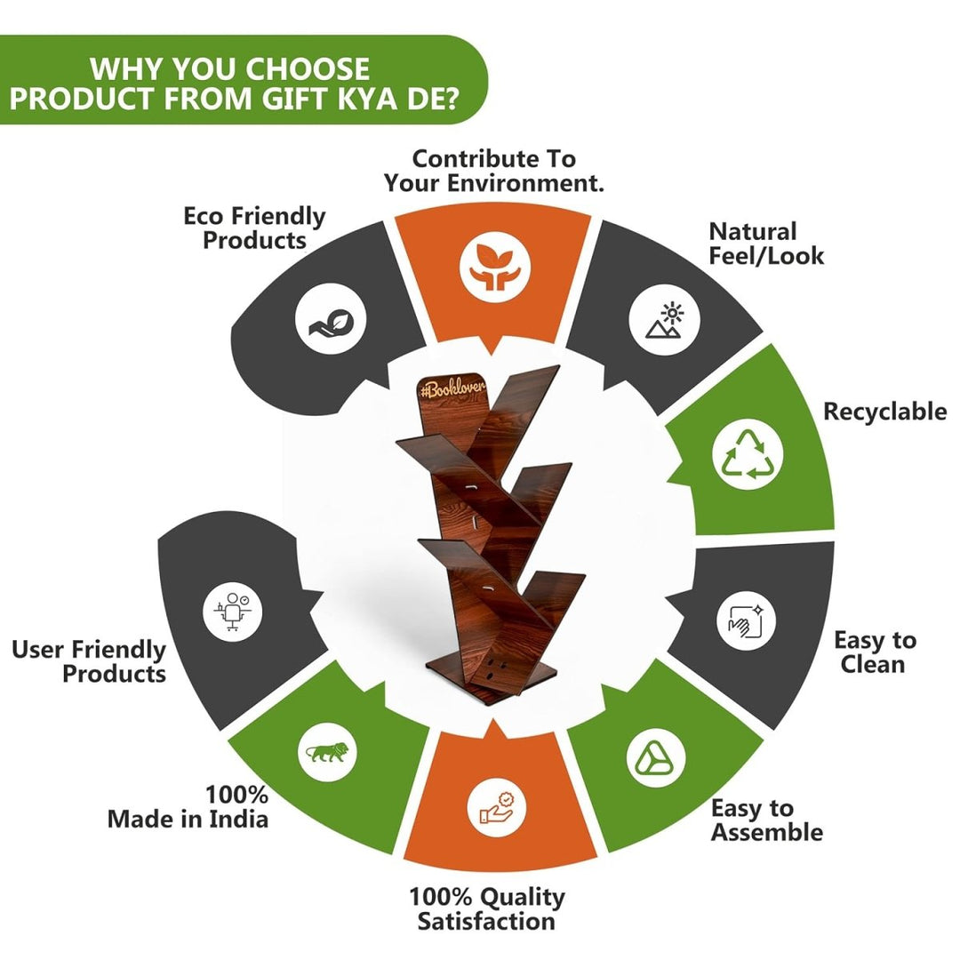 Gift Kya De Wooden Bookcase For Home & Office | Space Saving Book Rack | Freestanding Books Holder (DIY)