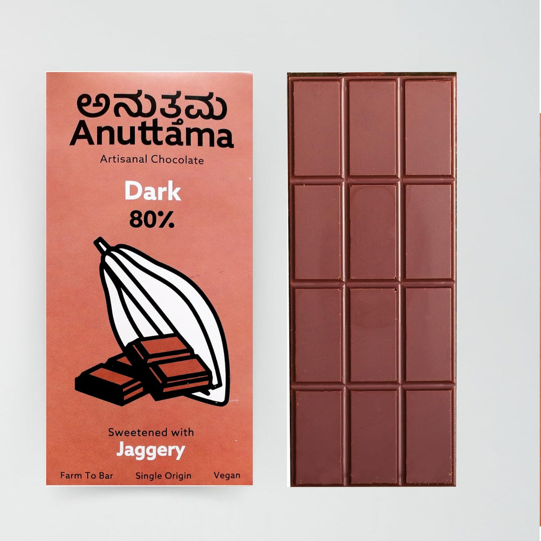 ANUTTAMA Dark Chocolate Bar | 80% Cocoa -Chocolate Bar 50 gm