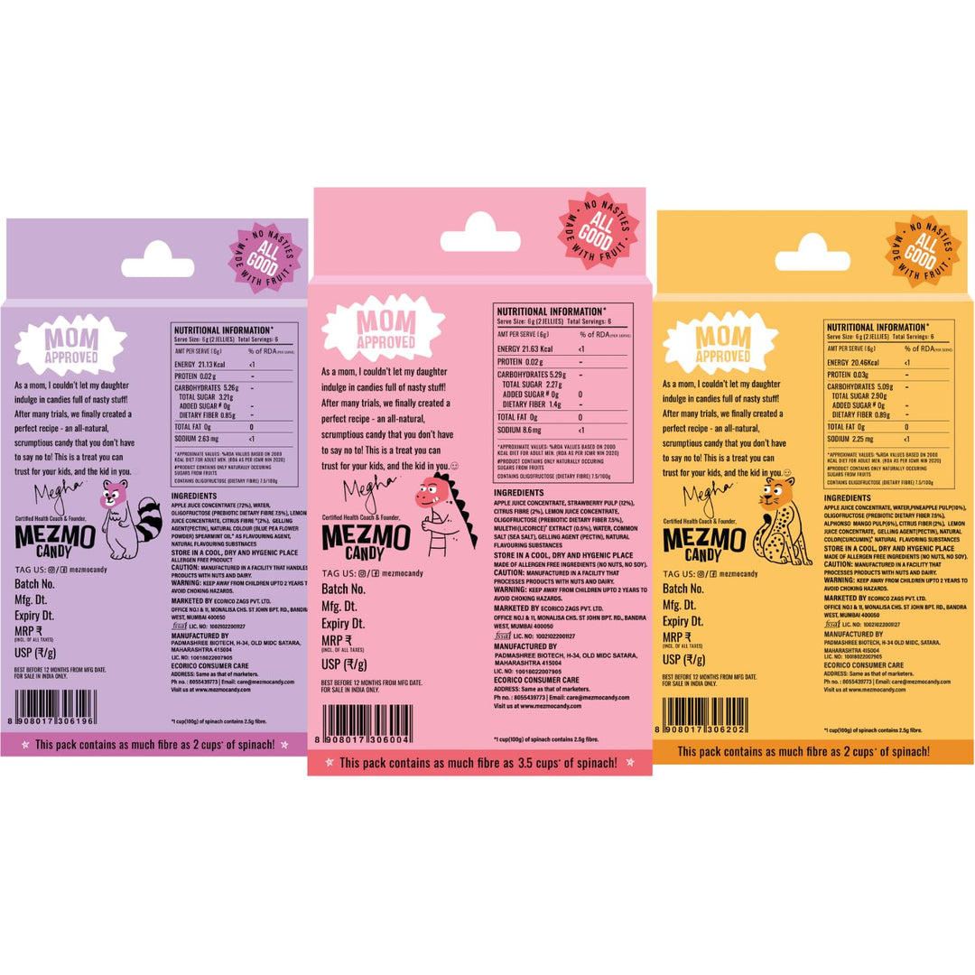 Mezmo Funky Candy Pack of 3 108gms 36 Jellies (Pack of 3)