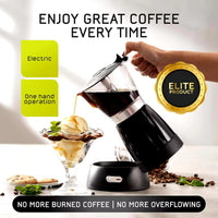The Bean Co Roasters Electric Moka Pot | Moka Pot | 300 ML | Coffee Maker | 6 Cups Espresso Coffee Make