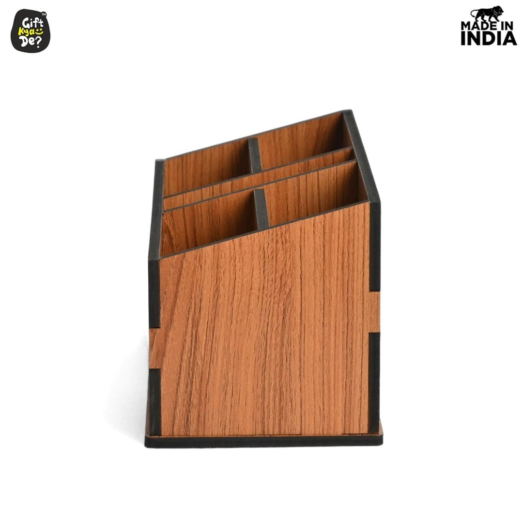 Gift Kya De Wooden Remote Stand with 5 Sections | Remote Holder for TV and AC | Stationary Organizer | Ideal for Home and Office