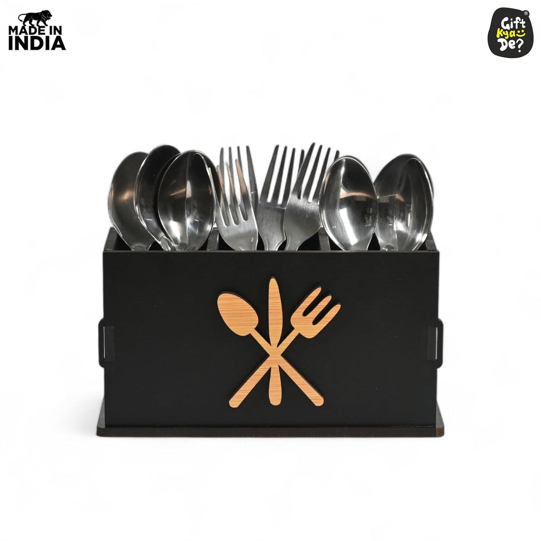 Gift Kya De 3 Compartments Cutlery Stand for Kitchen & Dining Table | Spoon, Knife & Fork Holder, Cutlery Organizer