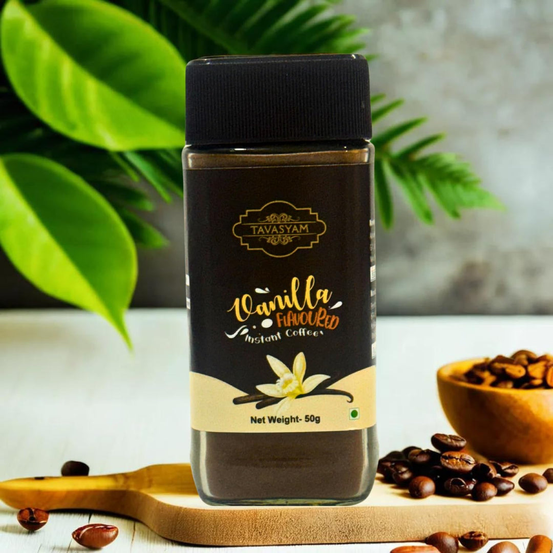 TAVASYAM Coffee Powder Jar 50 gm - Vanilla Instant Coffee Powder - 25 Servings