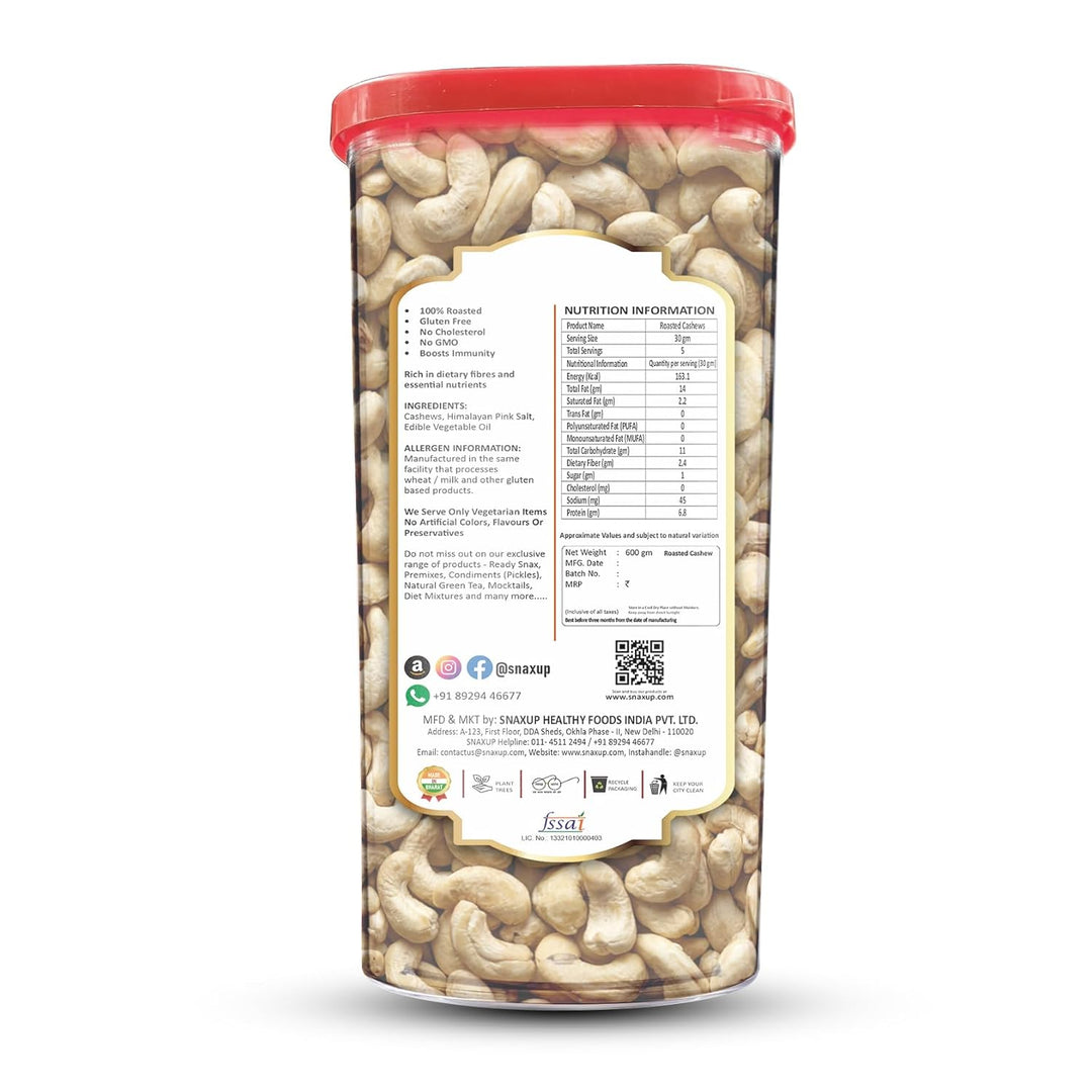 Snaxup Classic Salted & Roasted Cashews/Kaju 600g