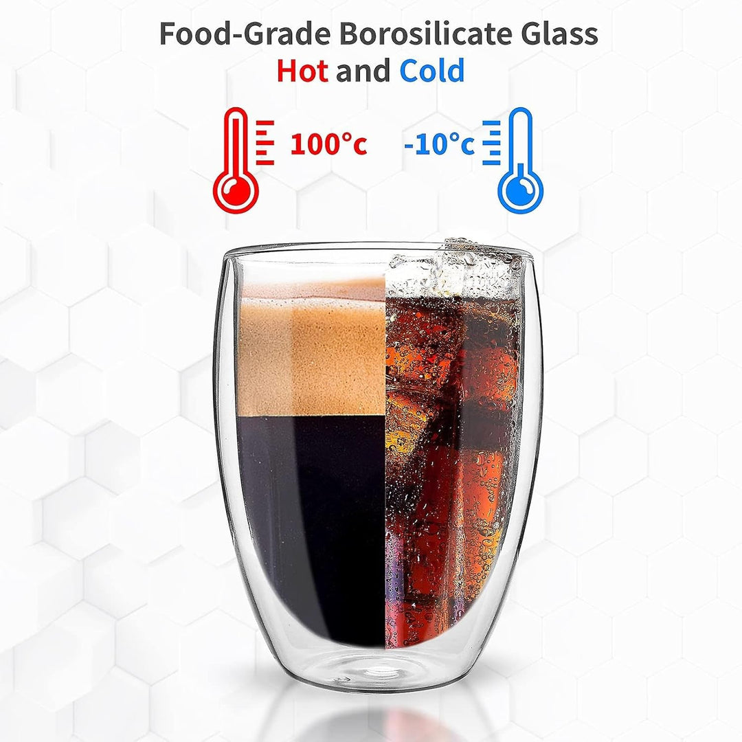 The Bean Co Roasters Double Wall Coffee Cup | Borosilicate Glass | Insulated Layer Cups | Perfect for Coffee and Tea