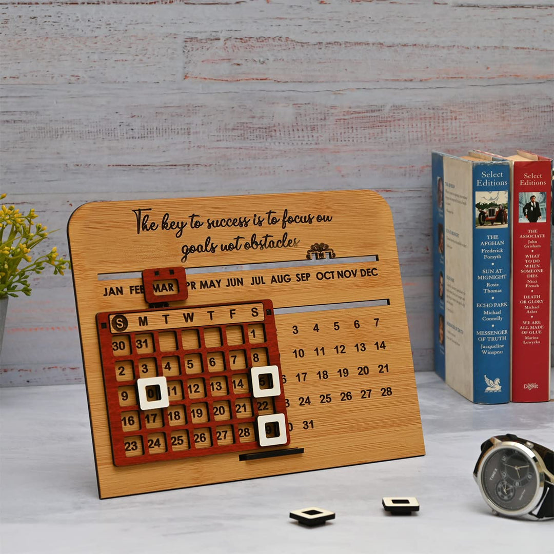 Gift Kya De Wooden Lifetime Motivational Quote Desk Calendar | Table Calendar For Office & Home | Eco Friendly