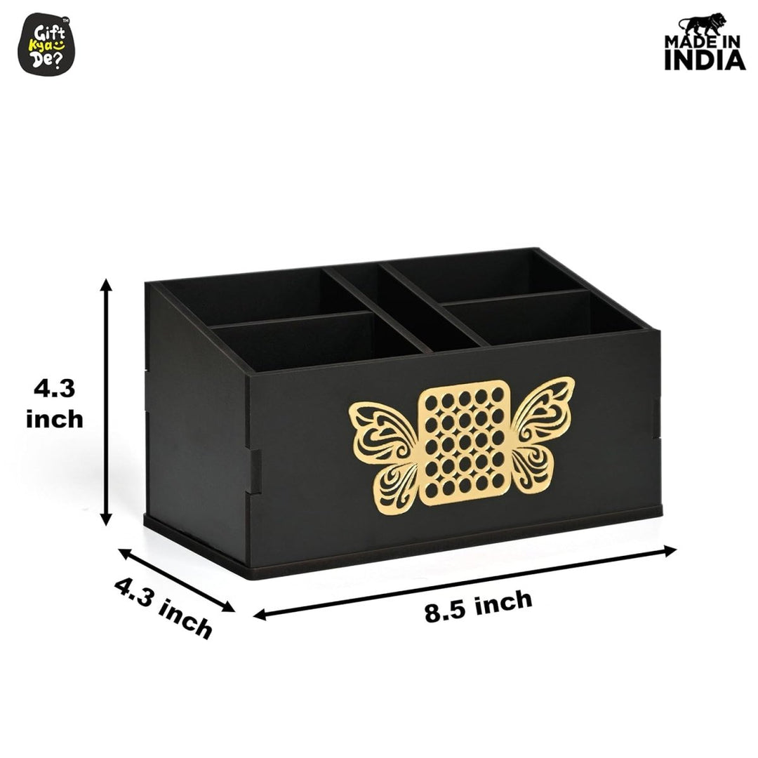 Gift Kya De Wooden Remote Stand with 5 Sections | Remote Holder for TV and AC | Stationary Organizer | Ideal for Home and Office