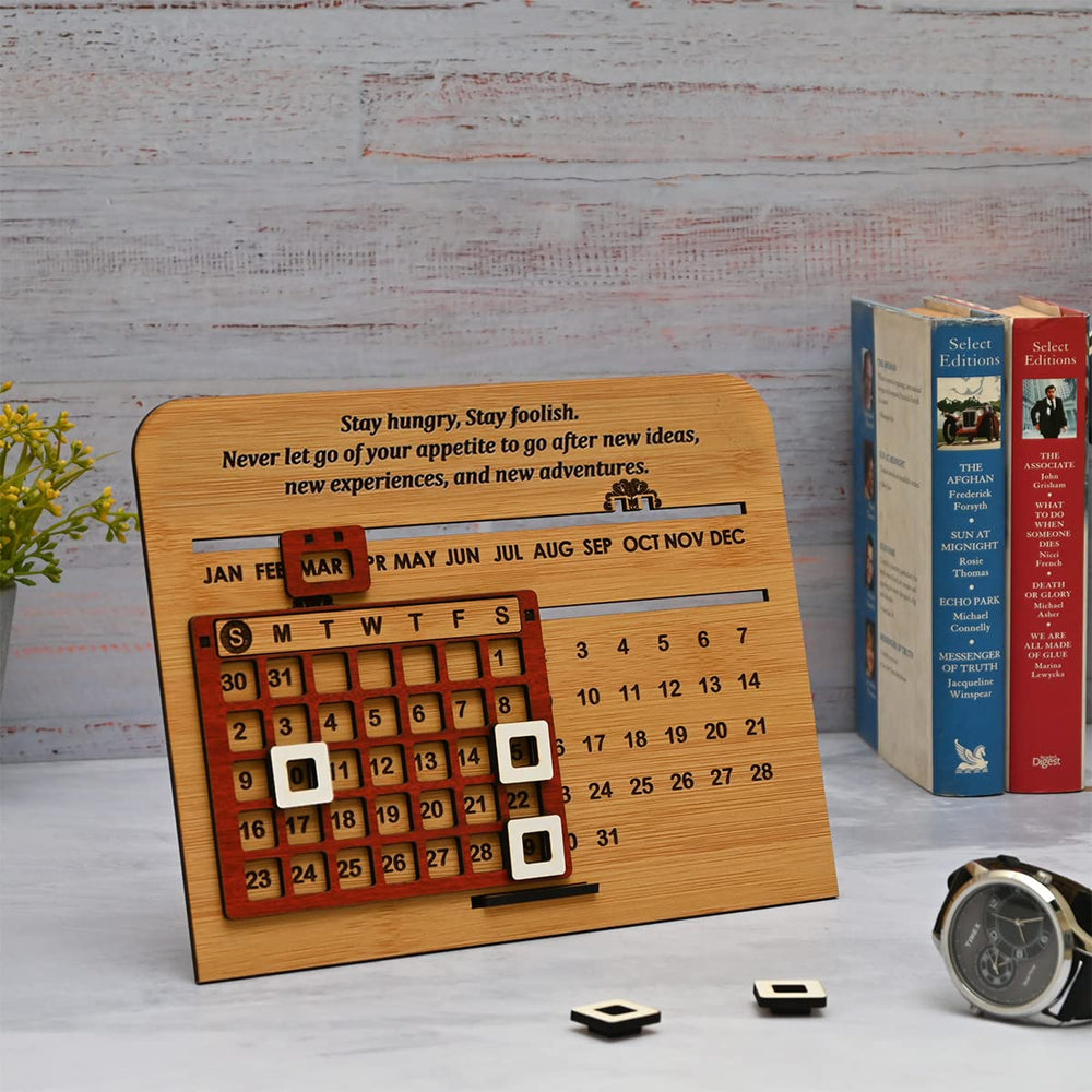 Gift Kya De Wooden Lifetime Motivational Quote Desk Calendar | Table Calendar For Office & Home | Eco Friendly