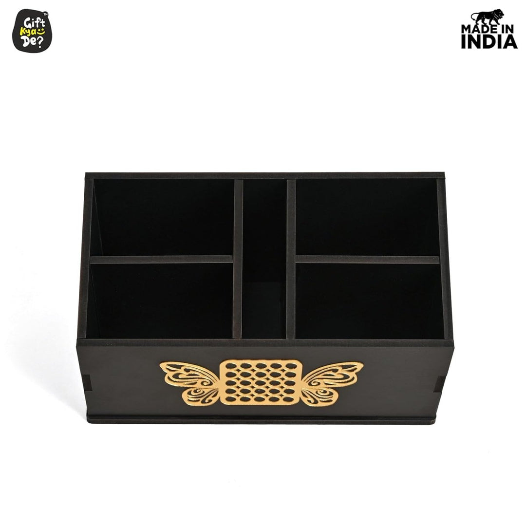 Gift Kya De Wooden Remote Stand with 5 Sections | Remote Holder for TV and AC | Stationary Organizer | Ideal for Home and Office