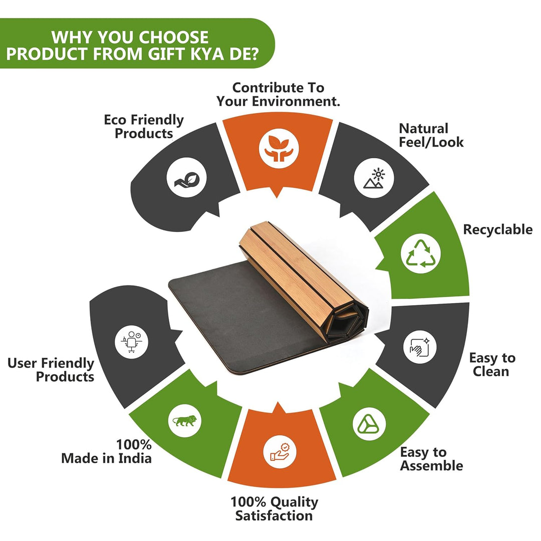 Foldable Sofa Armrest Tray | Bamboo Finish Couch Tray for Snacks, Drinks, Coffee | Available in Small & Large | Eco-Friendly MDF Wood