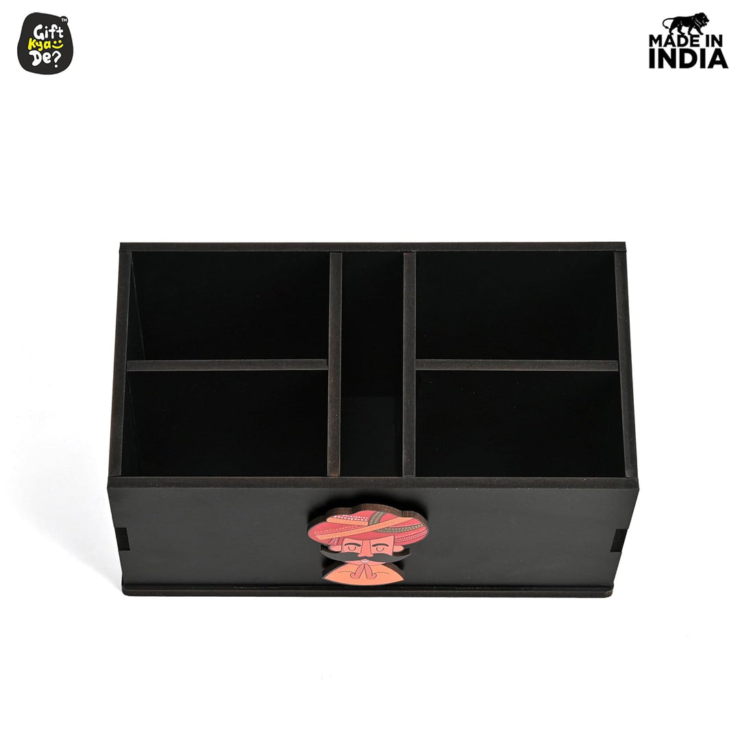 Gift Kya De Wooden Remote Stand with 5 Sections | Remote Holder for TV and AC | Stationary Organizer | Ideal for Home and Office