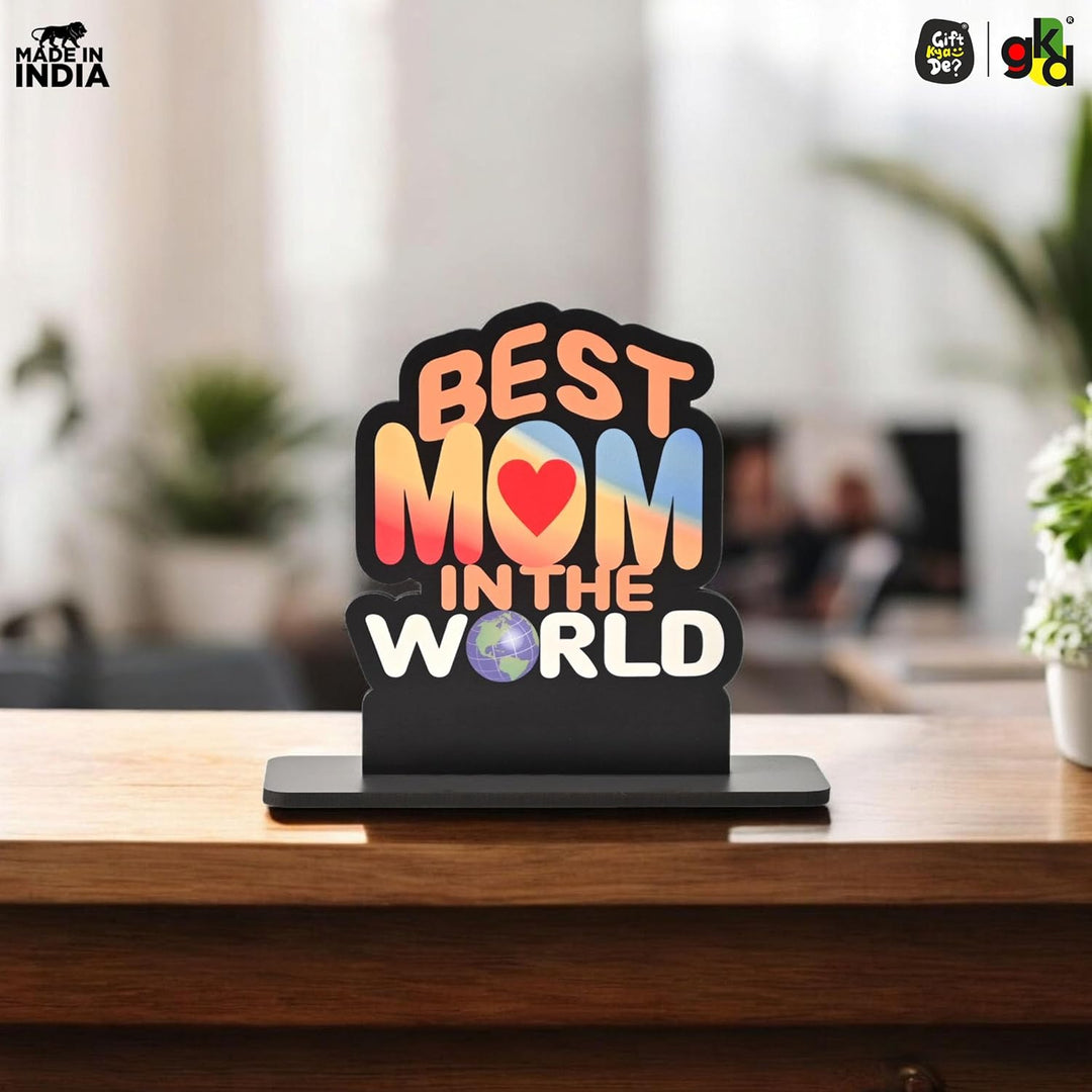 Best Mom & Dad in the World Wooden Trophy – Gift for Parents | Mother’s & Father’s Day, Anniversary, Birthday | Home Decor Table Top Showpiece