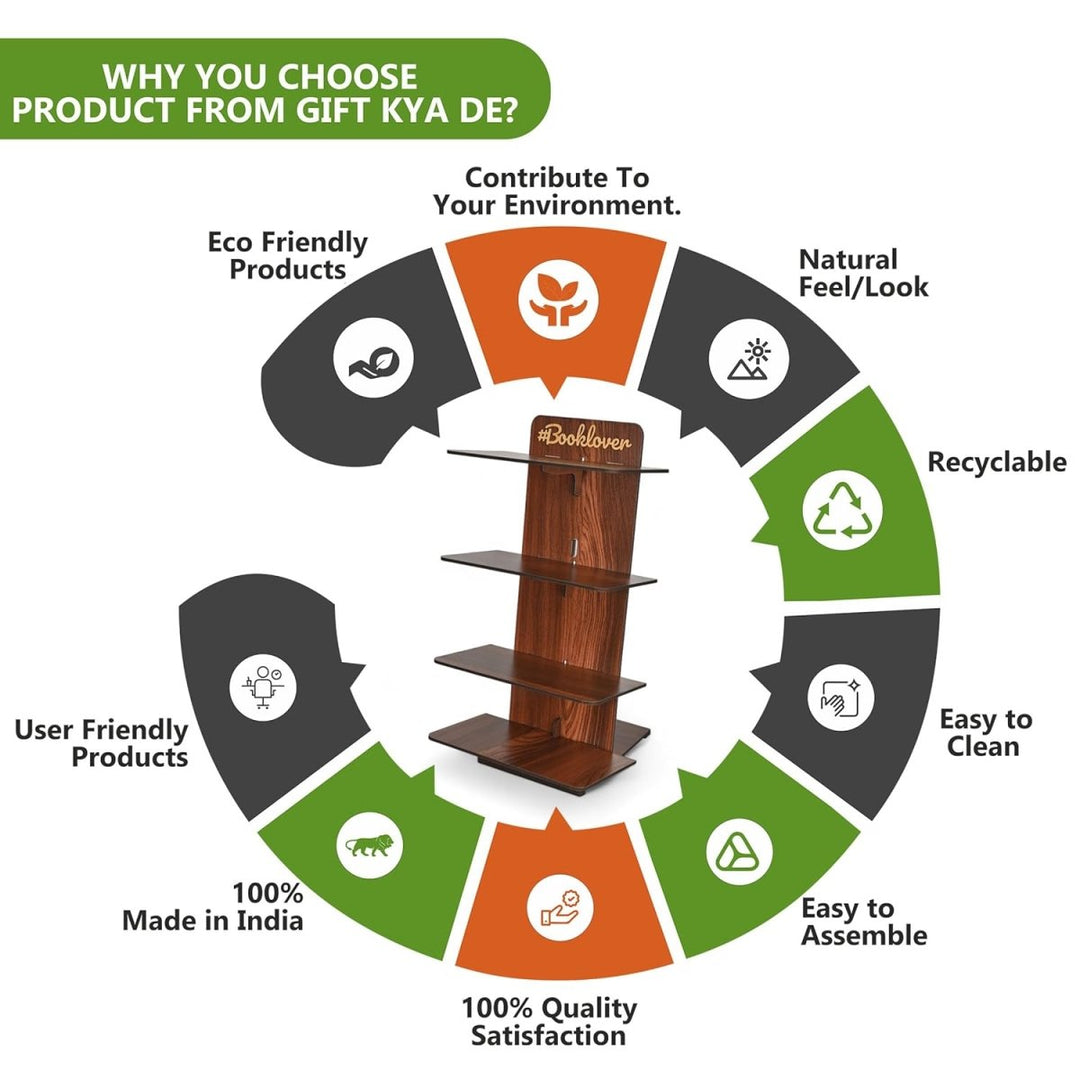 Gift Kya De Wooden Bookcase For Home & Office | Space Saving Book Rack | Freestanding Books Holder (DIY)