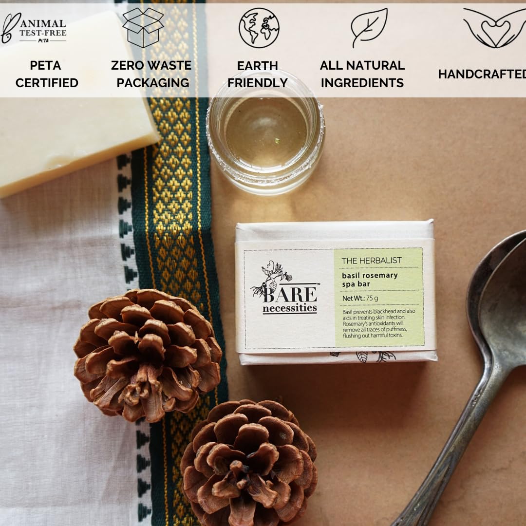 Bare Necessities Basil Rosemary Organic Cold Processed Soap - 75g