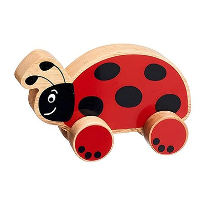 Channapatna Toys Premium Pull Along Toy Wooden Ladybird for 12 Months & Above Kids, Toddlers, Infant & Preschool Toys - Multicolor - with Attached String- Encourage Walking