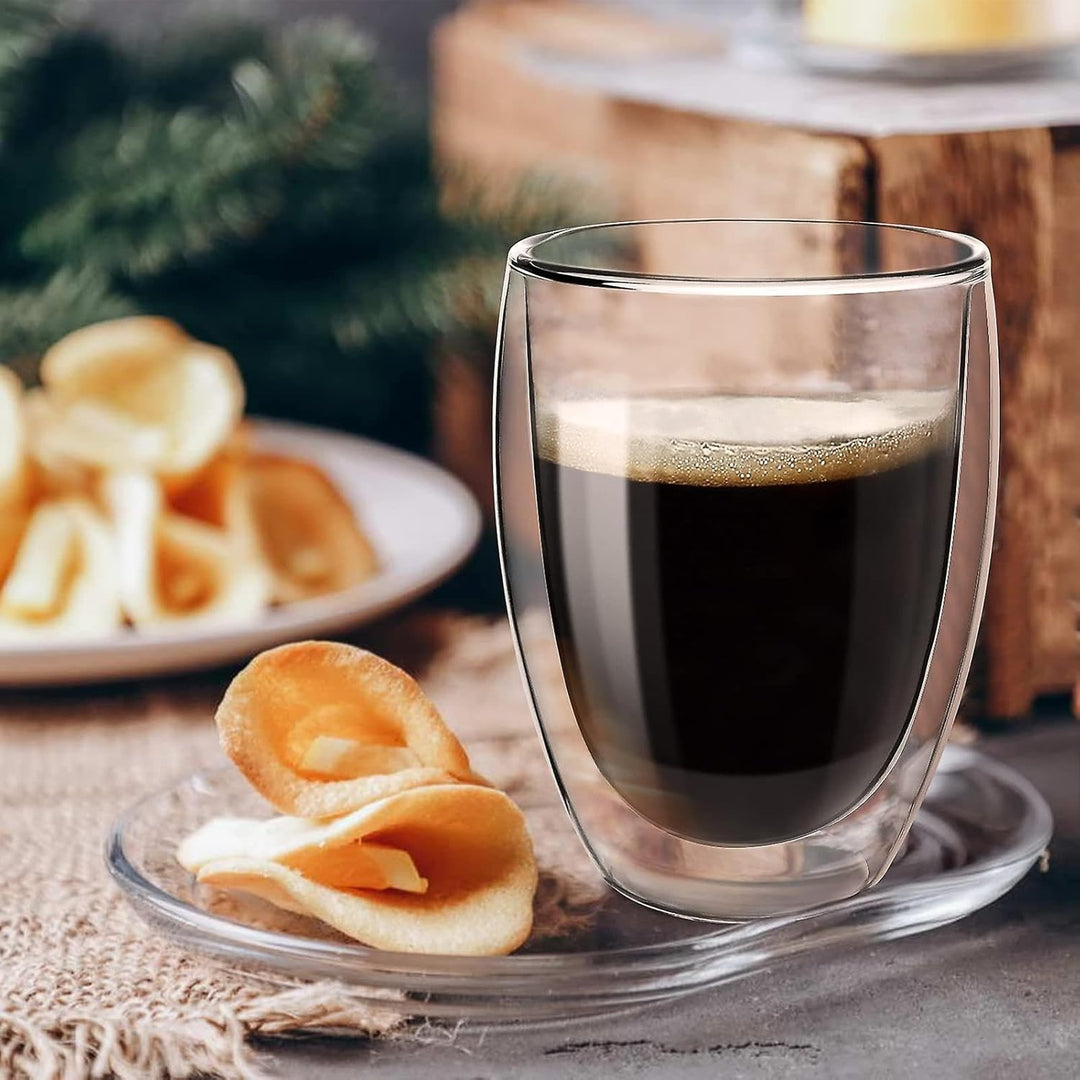 The Bean Co Roasters Double Wall Coffee Cup | Borosilicate Glass | Insulated Layer Cups | Perfect for Coffee and Tea