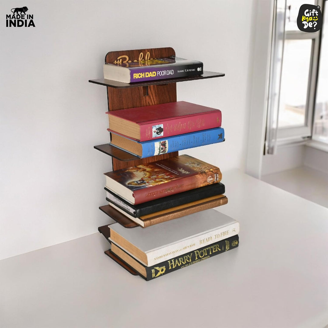 Gift Kya De Wooden Bookcase For Home & Office | Space Saving Book Rack | Freestanding Books Holder (DIY)