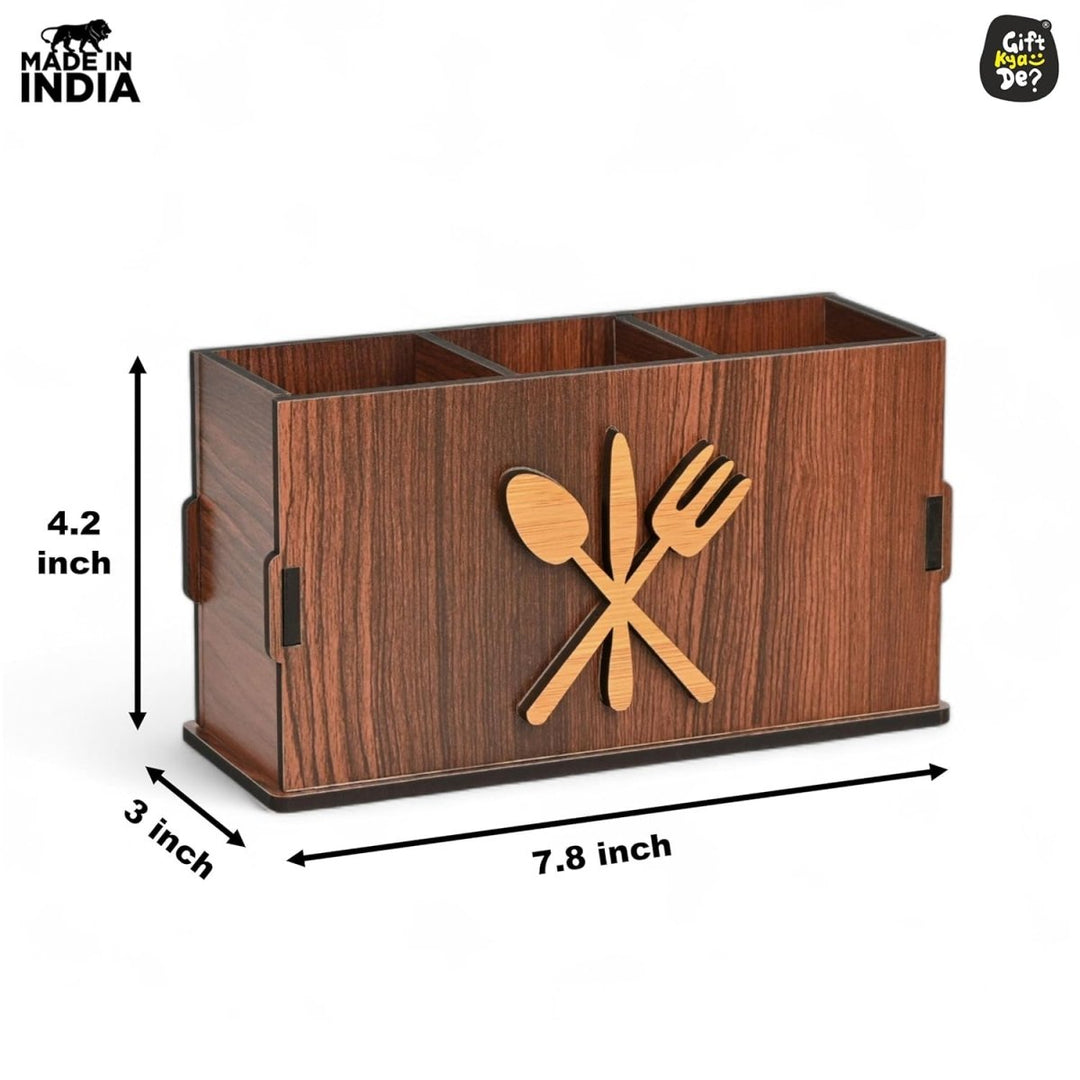 Gift Kya De 3 Compartments Cutlery Stand for Kitchen & Dining Table | Spoon, Knife & Fork Holder, Cutlery Organizer