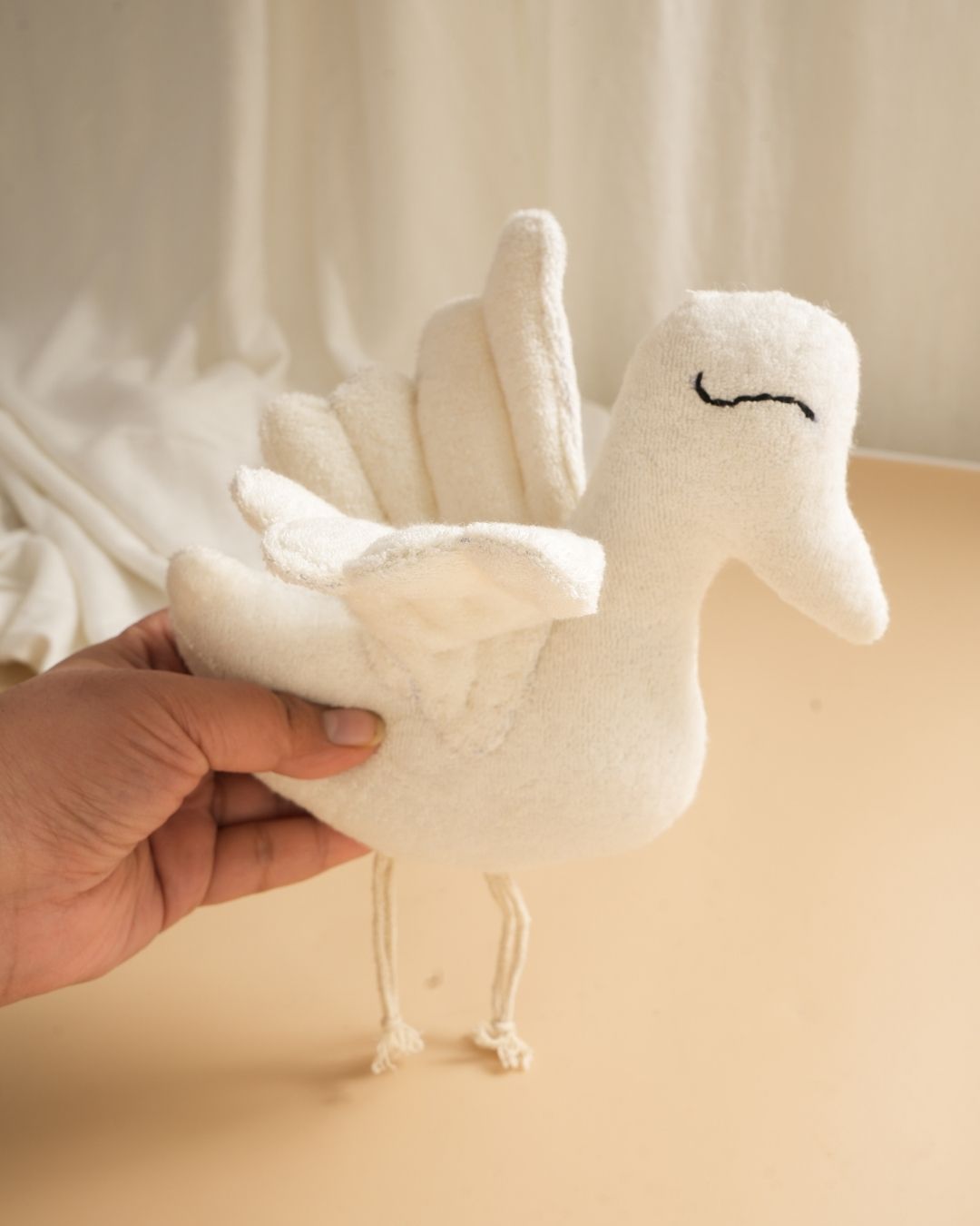 WhisperWing Swan Plush Set | Bamboo Terry Soft Toy | Eco-Friendly Baby Comfort Toy 
