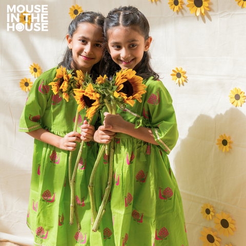 Mouse In The House A Graceful Peacock Green Ethnic Wear (Girls)