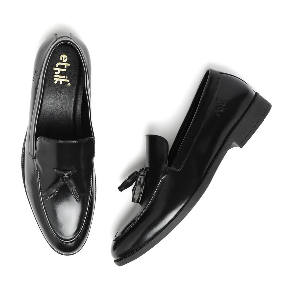 Tassio Black Tassel Loafers