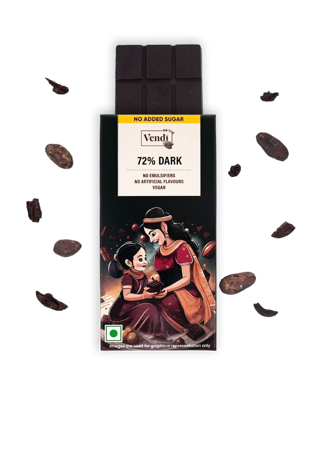 Vendi 72% DARK - No Added Sugar Vegan Chocolate