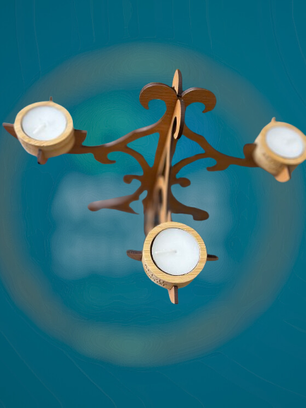 Aegle Sriphal Bamboo Aaradhya Tealight Stand | 4 Diya Candles