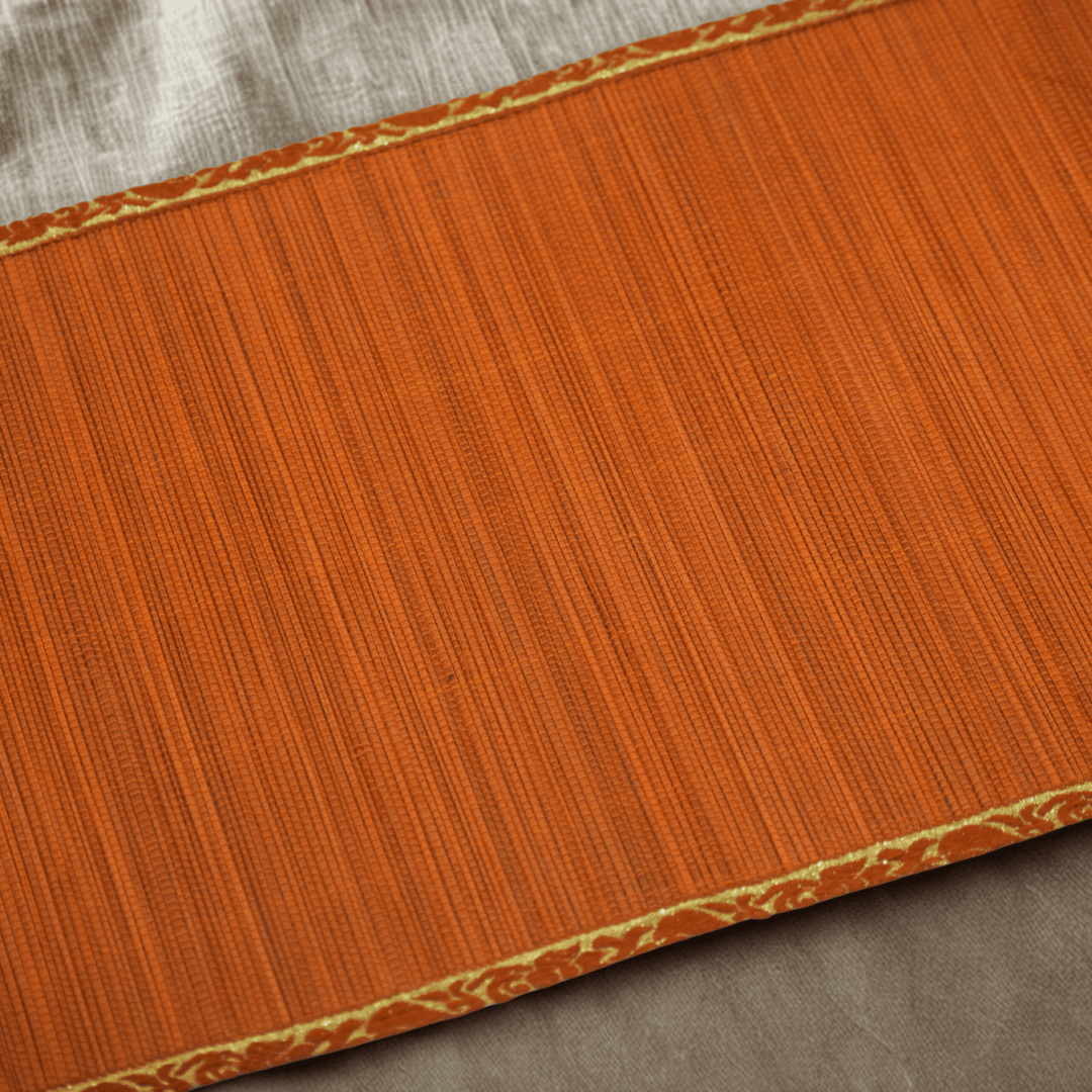 Zari Series | Bamboo Table Runner - Orange with Marigold Zari Accents