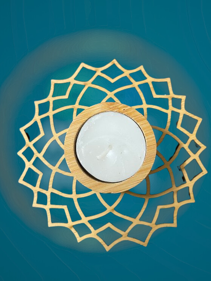 Bamboo Tea Light Holder with Bamboo Base - Mandala Art – Suspire