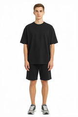 Men’s Bamboo Loungewear Set – Oversize T‑shirt & Shorts Combo | Premium Relaxwear | Black