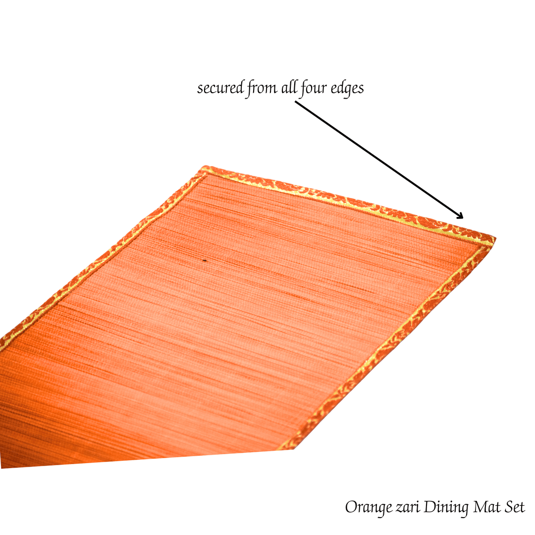 Zari Series | Bamboo Table Runner - Orange with Marigold Zari Accents