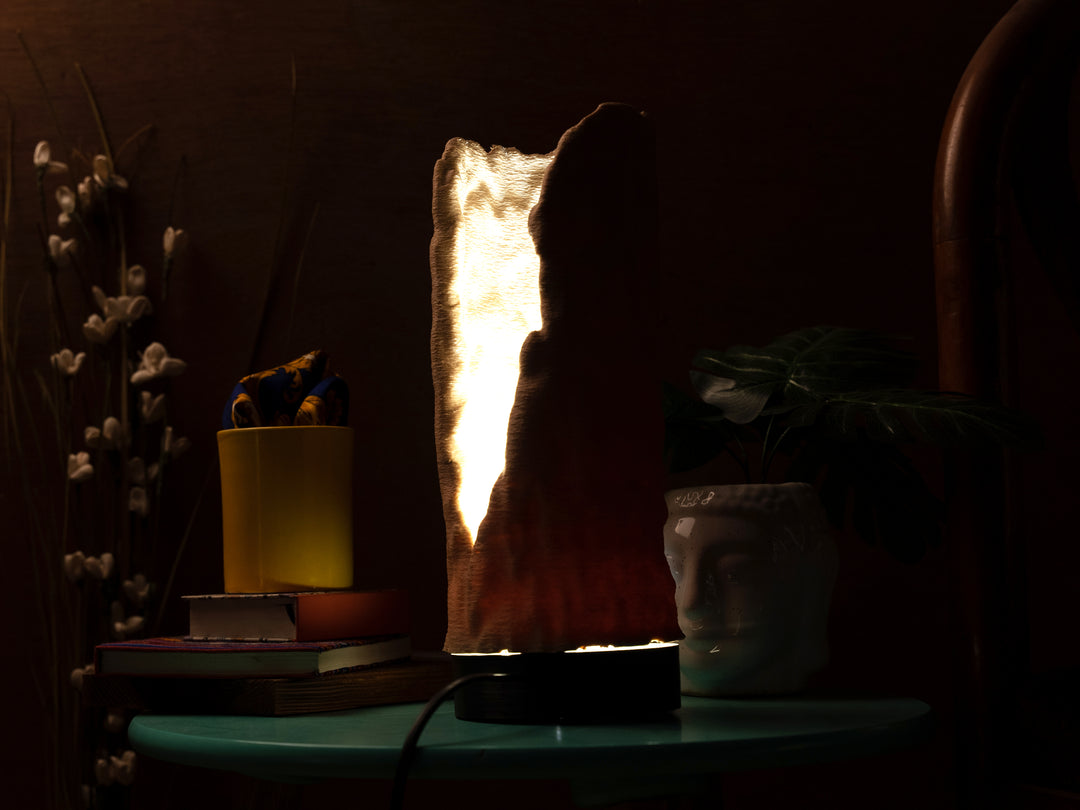 Fissured Timber Table Lamp | Designer LED Table Light
